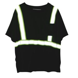 Bass Creek Outfitters Black Short Sleeve Reflective Safety Work T Shirt Large